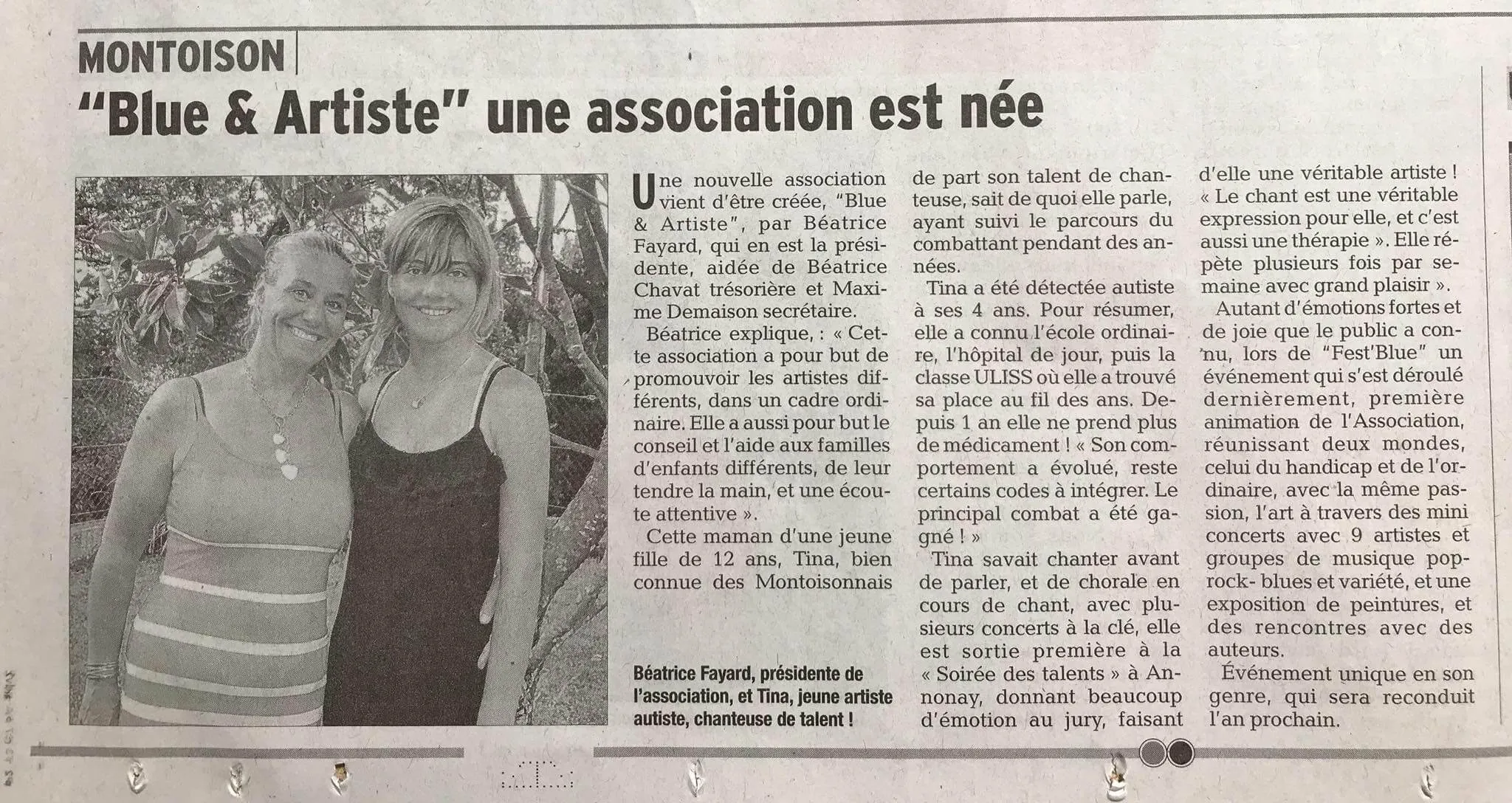 Article du Dauphiné Libéré: Création de l'Association