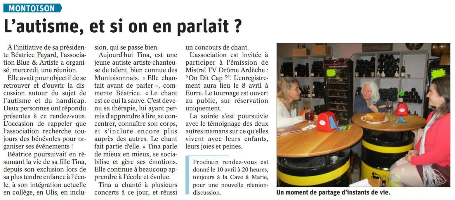 Article du Dauphiné Libéré: Rendez-vous bleus