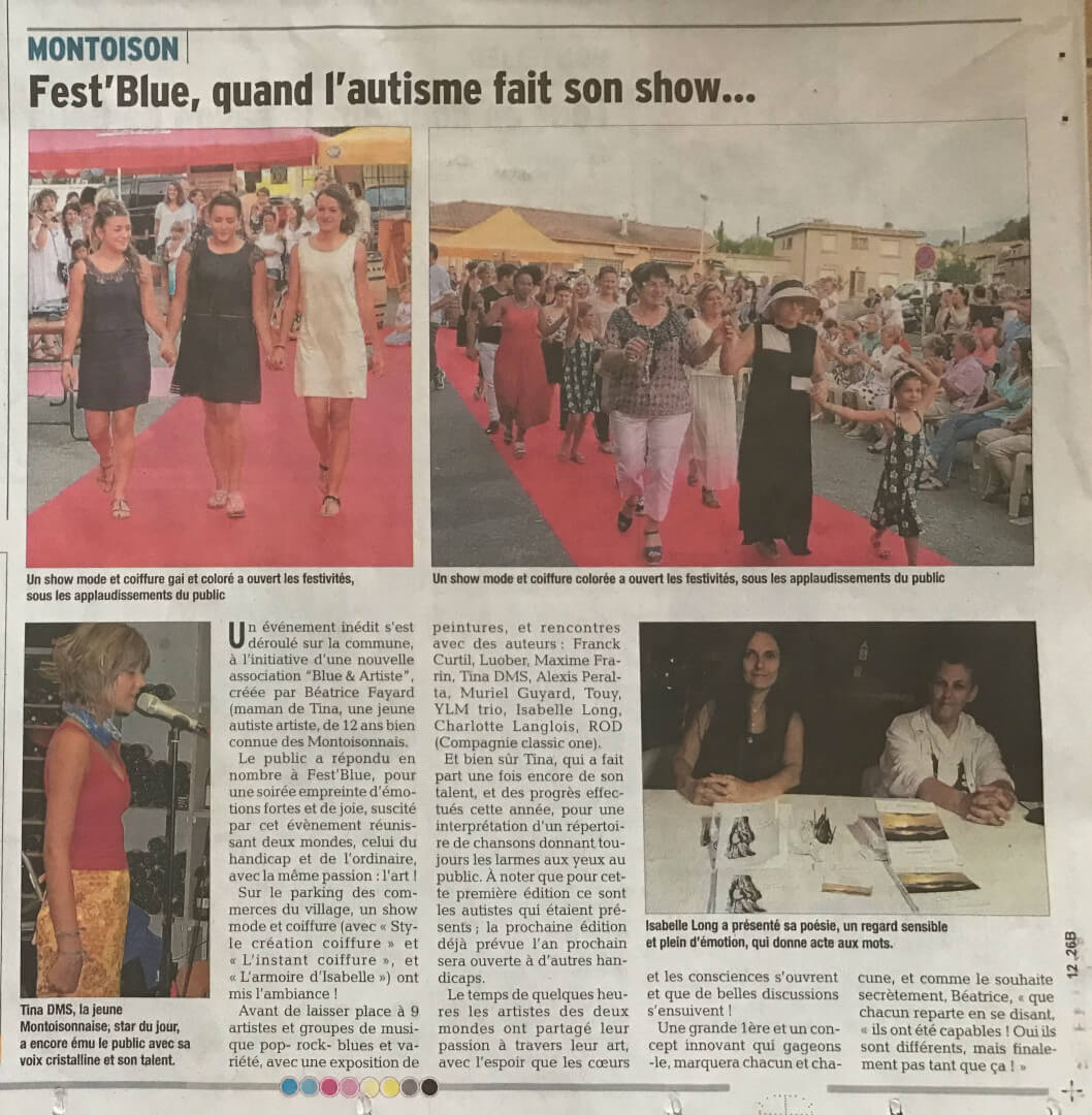 Article du Dauphiné Libéré: Fest'Blue Édition 2018